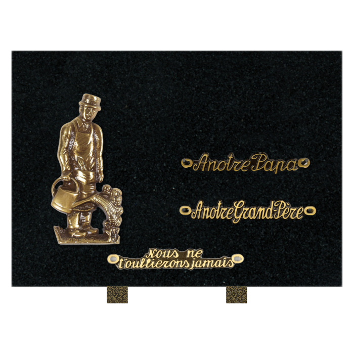 Plaque rectangle bronze jardinier 35x25cm