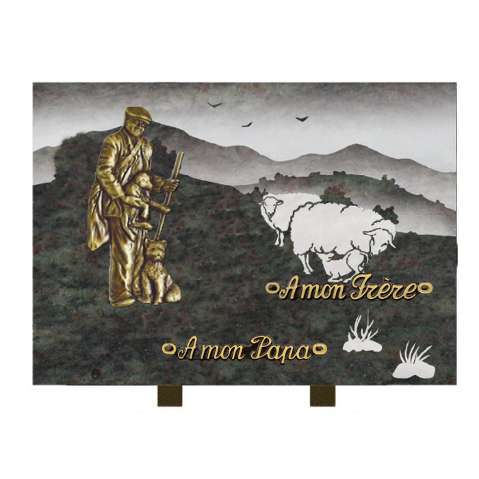 Plaque rectangle bronze berger 35x25cm