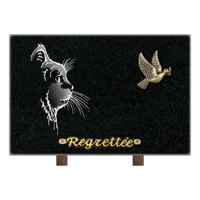 Plaque rectangle colombe et profil chat 30x20cm 