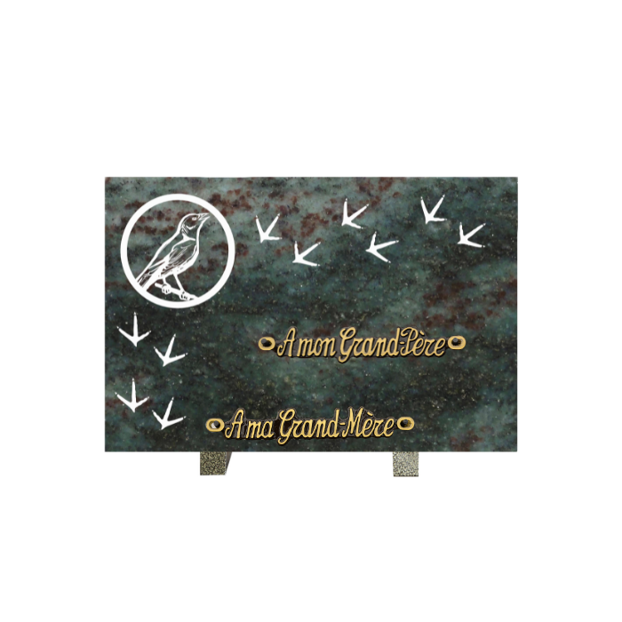 Plaque gravure oiseau empreinte 20x30cm