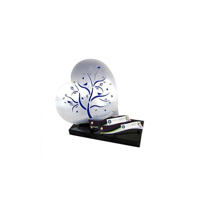 plaque funéraire en plexiglass forme de coeur
