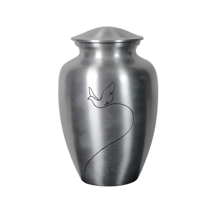 urne line motif colombe