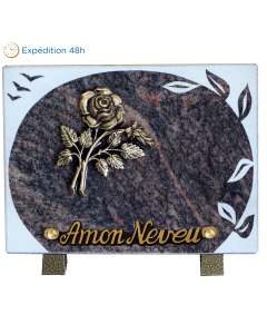 Plaque gravure ronde bronze rose 15x20cm