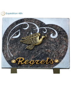 Plaque gravure ronde bronze colombe 15x20cm