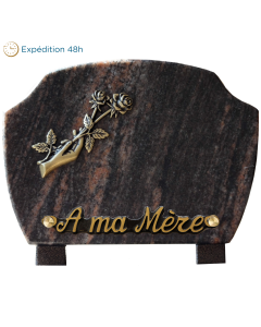 Plaque forme bronze main roses 15x20cm