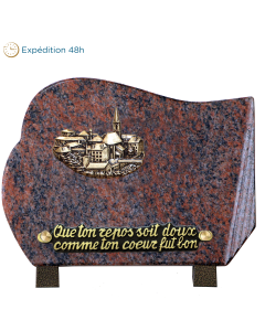 Plaque forme bronze village 15x20cm