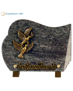 Plaque forme bronze deux colombes 15x20cm