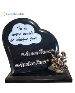 Plaque coeur gravure texte bronze arums 23x23cm