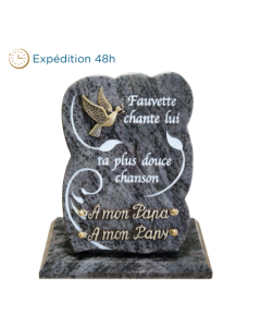 Plaque verticale gravure bronze colombe 18x25cm