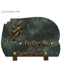 Plaque forme bronze 2 colombes 18x25cm