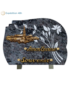 Plaque forme gravure fleurs bronze village 18x25cm