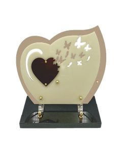 Plaque plexiglas coeur et papillon 26x28cm