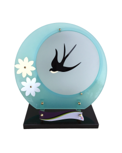 Plaque plexiglas ronde colombe fleurs 30x31cm