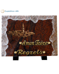 Plaque bords bruts bronze village 18x25cm