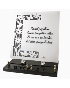 Plaque plexiglas carré fleurs taillées 31x31cm