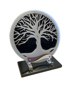 Plaque plexiglas ronde arbre de vie 30x31,5cm