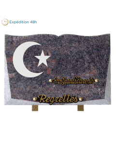 Plaque livre gravure croissant étoile 20x30cm