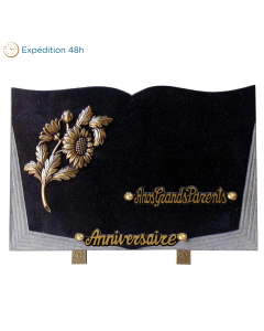 Plaque livre bronze tournesol 20x30cm