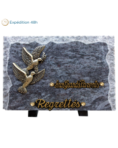 Plaque bords bruts bonze colombes 20x30cm