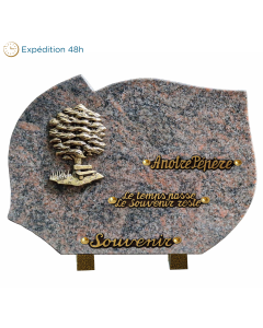 Plaque forme bronze arbre banc 25x35cm