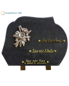 Plaque forme bronze coquelicot 25x35cm