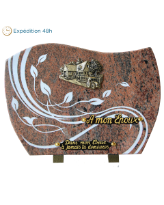 Plaque forme gravure fresque bronze ferme 25x35cm