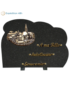 Plaque forme bronze village 30x40cm