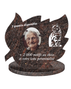 Plaque funéraire personnalisable feuille 40x35cm