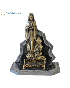 Statue Vierge Marie granit bords bruts 30x34cm