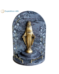 Statue Vierge gravure fleur 30x40cm