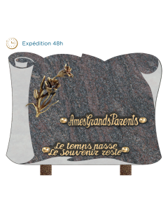 Plaque parchemin bronze fleurs 18x25cm
