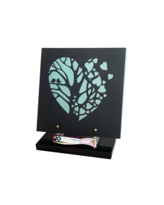 Plaque plexiglas arbre et coeur 32x28cm