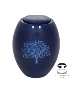 Urne empreinte arbre bleue