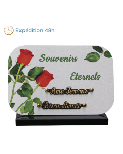 Plaque dibond rectangle arrondis 2 roses