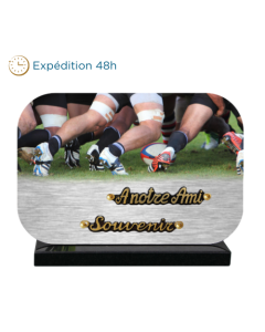 Plaque dibond rectangle arrondi joueurs de rugby