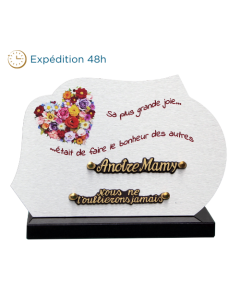 Plaque dibond forme cœur de fleurs