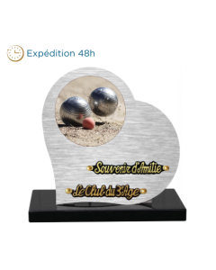 Plaque dibond forme cœur pétanque