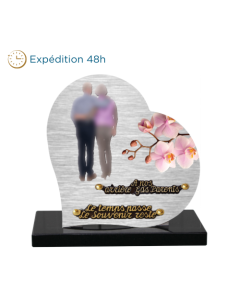 Plaque dibond forme cœur grands-parents