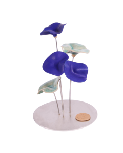 Rond 5 fleurs - Bleus Nuancés 16x25cm