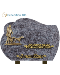 Plaque forme bronze chasseur chiens 18x25cm