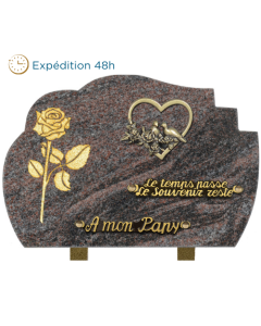 Plaque forme gravure fleur or 20x30cm
