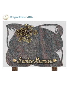 Plaque gravure parchemin bronze bouquet 15x20cm