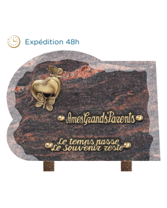 Plaque bords bruts forme bronze coeur papillon 18x25cm