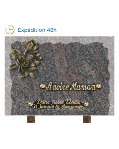 Plaque bords bruts bronze fleurs 18x25cm