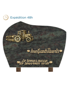 Plaque forme bronze tracteur 18x25cm