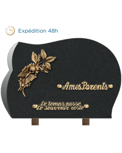 Plaque forme bronze feuilles papillon 20x30cm