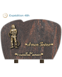 Plaque forme bronze pompier 20x30cm
