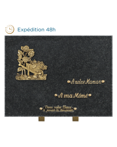Plaque bronze brouette jardin 30x40cm