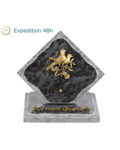 Plaque losange bronze oiseaux 15x15cm