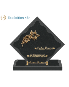 Plaque losange bronze feuilles papillon 28x28cm